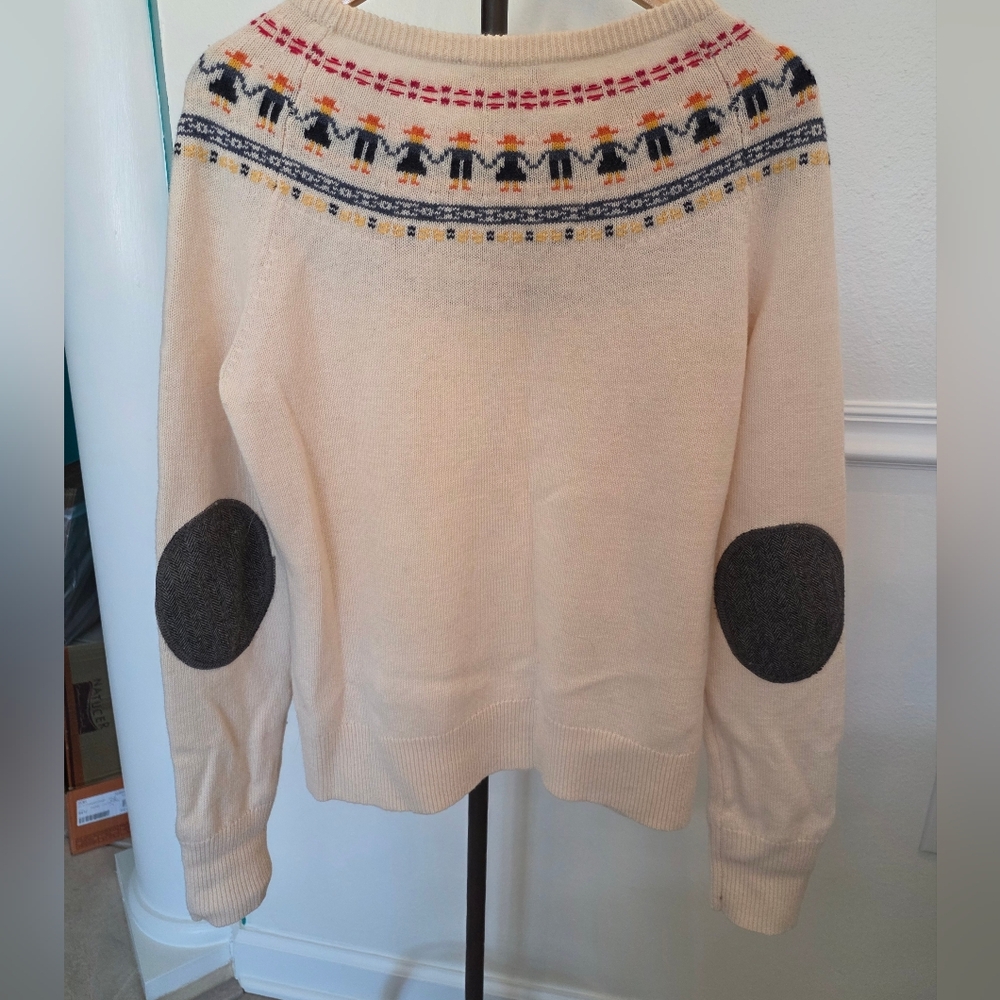 Lucky Brand 79% Wool Blend Fair Isle Sweater with Elbow Patches - Size Large - Picture 4 of 6